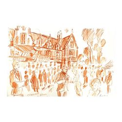 Wayne Ensrud "Soiree at Chateau Cantenac-Brown" Pastel Original Artwork; Hand Si