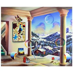 Ferjo, "Winter Wonderland" Original Painting on Canvas, Hand Signed with Letter