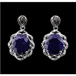 14.2 ctw Sapphire and Diamond Earrings - 14KT White Gold