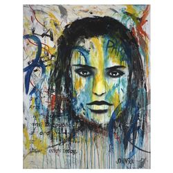 Jay Johansen, "Huntress" Hand Signed Original Painting on Canvas with COA.