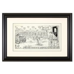 Bizarro, "Genetically Altered Crop Farm" is a Framed Original Pen & Ink Drawing