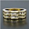 Image 2 : 14k Yellow Gold .95 ctw Baguette Cut Diamond Wavy Grooved Dual Row Band Ring