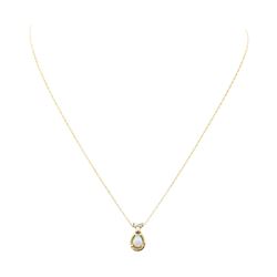 0.58 ctw Opal and Diamond Pendant with Chain - 14KT Yellow Gold