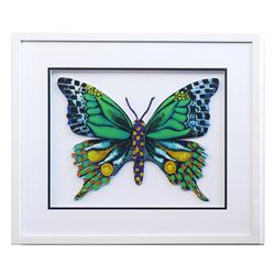 Patricia Govezensky, "Butterfly CCXXI" Framed Original Painting on Laser Cut Ste