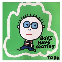 Todd Goldman, "Boys Have Cooties" Hand Signed Original Painting on Canvas with L