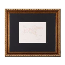 Guillaume Azoulay, "Etude AZE" Framed Original Drawing, Hand Signed with Letter