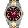 Image 1 : Rolex Mens 2 Tone Diamond Lugs Red Vignette Diamond 36MM Datejust Wristwatch