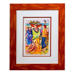 Patricia Govezensky, "Dancing" Framed Original Watercolor with Letter of Authent
