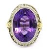 Image 1 : Antique Art Deco 10K Two Tone 9.15 ctw Amethyst Seed Pearl Filigree Cocktail Rin
