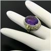 Image 3 : Antique Art Deco 10K Two Tone 9.15 ctw Amethyst Seed Pearl Filigree Cocktail Rin