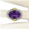 Image 4 : Antique Art Deco 10K Two Tone 9.15 ctw Amethyst Seed Pearl Filigree Cocktail Rin