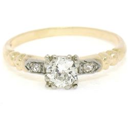 Antique 14K Two Tone Gold 0.54 ctw European Cut Diamond Solitaire Engagement Rin
