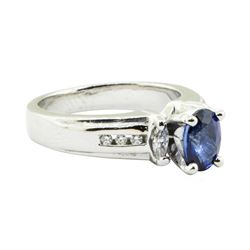 1.28 ctw Oval Brilliant Blue Sapphire And Diamond Ring - Platinum