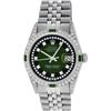 Image 2 : Rolex Mens Stainless Steel Diamond Lugs Green Vignette & Emerald Datejust 36MM