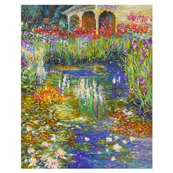 Henri Plisson, "Lily Pond" Limited Edition Serigraph on Canvas, Numbered and Han