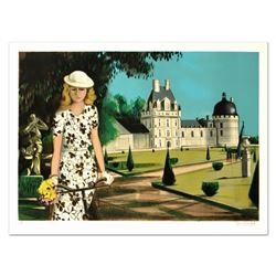 Robert Vernet Bonfort, "Woman with Bicycle" Limited Edition Lithograph, Numbered