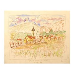 Wayne Ensrud "Chambolle-Musigny, Burgundy" Mixed Media Original Artwork; Hand Si