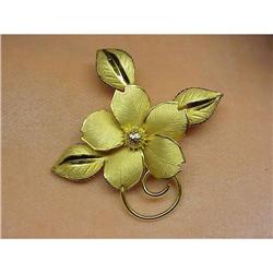 GOLD GILT STERLING FLORAL BROOCH #1554518