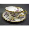 Image 1 : FOOTED GOLD GILT CUP and SAUCER - VIOLETS #1554669