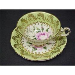 GOLD GILTED CUP and SAUCER - SHABBY ROSES #1554671