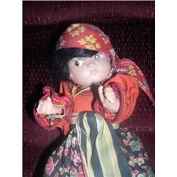 Composition strung doll Gypsy Rose from Hungary#1554745