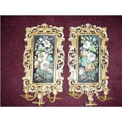 Pair of Bronze & Porcelain 19th c. Sconces, #1593592