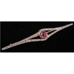 Edwardian Platinum, Diamond & Ruby Pin #1593603