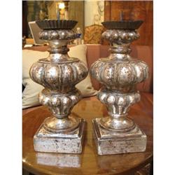 Pair of Italian Silver Leafed Torchieres  #1593731