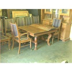 Antique Golden Oak Dinning Table w/ 8 Chairs  #1593753