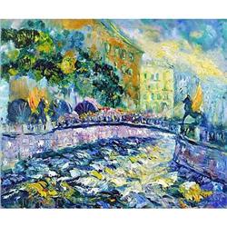 "Bank Bridge" Russian Impressionism oil #1593818