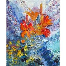 "Lilies"oil in impressionism style. #1593830