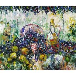 "Wine and fruits" Russian Impressionism oil  #1593835