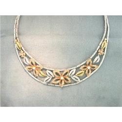 Vintage 15.80tcw Diamonds 14k Gold Necklace #1593857