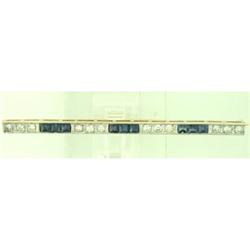 Vintage Diamond & Sapphire Platinum Bar Pin #1593864