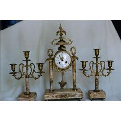 French 3 pc Clock & Candelabra Set #1593888