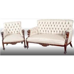 Griffin Mahogany Settee & Arm chair  #1593894