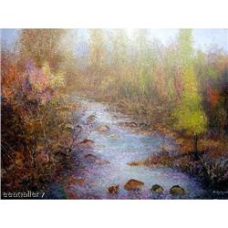 RIVER LANDSCAPE  STUNNING  ORIGINAL OIL #1593938