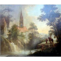 18c ART DUTCH OLD MASTER LANDSCAPE OIL PAINTING#1593947