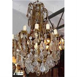 Crystal and Bronze Chandelier #1594023