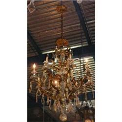 Pair of Bronze and Crystal Chandeliers #1594066