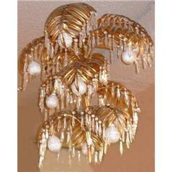 Palm Tree Gilded Tole Chandelier #1594069