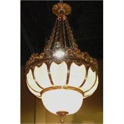 Beaded Crystal and Bronze Chandelier #1594082