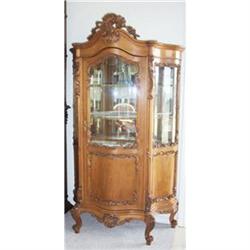 French Louis XV Walnut Glass Cabinet #1594162