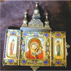 Imperial Russian Enamel Icon: Tryptich #1594338