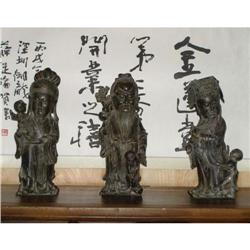 Vintage Chinese Bronze Three Gods Statues  #1594419