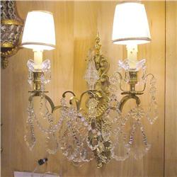 French  bronze and Crystal wall sconces  #1594445