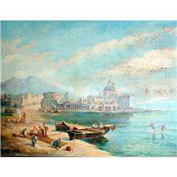 Large antique View of Naples Napoli  #1594480