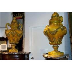 Pair of Faience Italian Urns #1594557