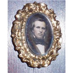 Rare American Daguerreotype gold brooch 1850 #1594568