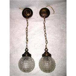 Globe Light Fixtures Hanging C.1920 Glass Brass#1600201